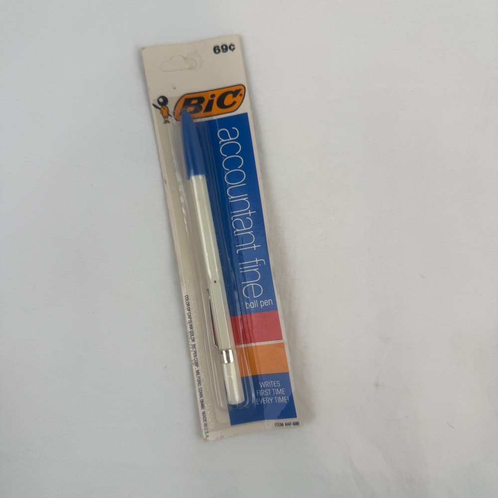 Vintage Bic Accountant Fine Ball Pen Blue Ink New Old Stock Item AF-69B USA Made